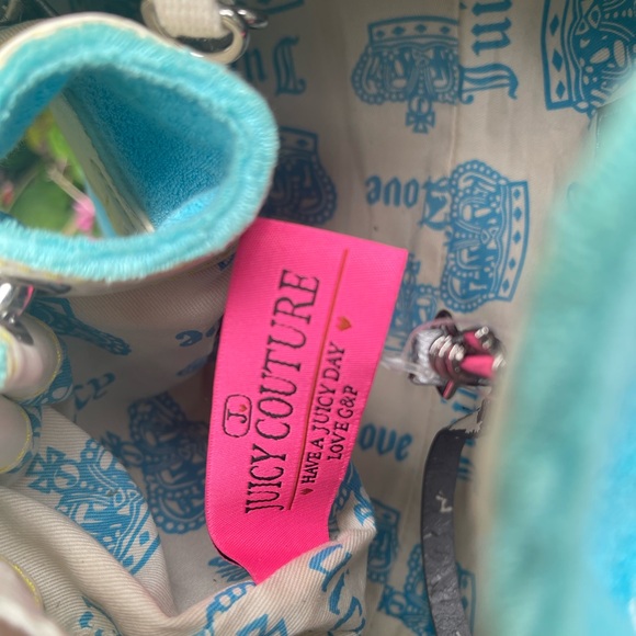 SOLD ELSEWHERE RARE JUICY COUTURE Bag TRUST FUND in blue terrycloth 😻wallet SET - Picture 12 of 14